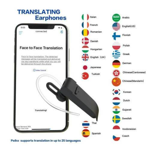 Smart Translator Bluetooth Earbuds Support 22 Languages Intelligent APP Online Translation Wireless Bluetooth Earphone